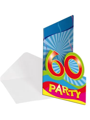 Einladungskarten 60. Geburtstag "Partyspaß" 8er Pack