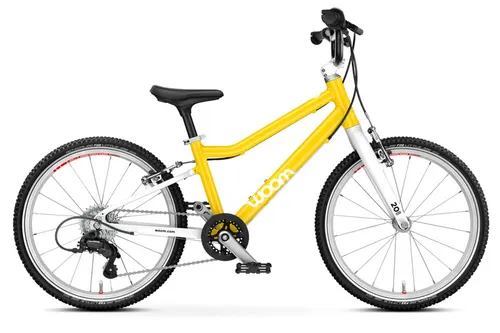 WOOM GO 4 Vibrant Yellow - Das perfekte Kinderfahrrad - Kinderfahrrad mit leichtem Aluminiumrahmen und 7-Gang-Schaltung für optimale Kontrolle und Sicherheit beim Fahren.