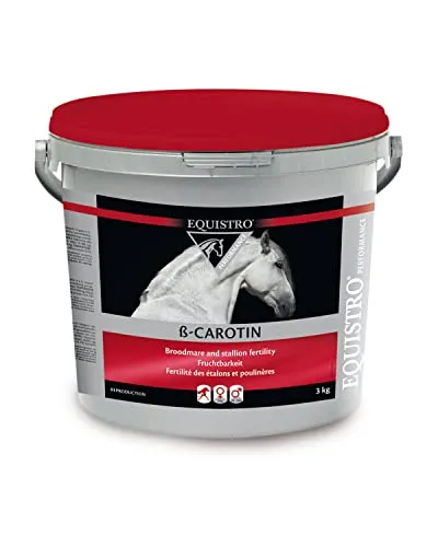 Equistro Beta Carotin 3 kg - Hochwertiges Futterergänzungsmittel für Pferde mit 10.000 mg ß-Carotin pro kg. Unterstützt die Vitalität und sorgt für eine ausgewogene Zusatzversorgung über das gesamte Jahr.