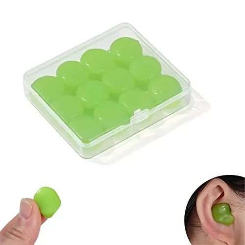 Ohrstöpsel zum Schlafen, zum Schwimmen, Wiederverwendbare, 6 Paar Geräuschreduzierte Silikon Ohrenstöpsel, Wasserdicht, als Anti Schnarch Schutz, Arbeit, Studium und laute Orte (green, L)