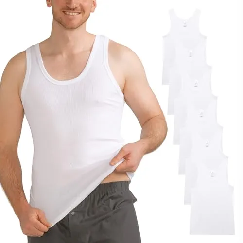 MT Herren Unterhemd DOPPELRIPP Classic Tank Top 6er Pack Weiß 5XL - Hochwertiges 6er Pack Herren Unterhemden aus weicher Baumwolle, ideal für den täglichen Komfort. Zeitloses Design ohne Seitennähte, perfekt für jeden Anlass und atmungsaktiv für ein angenehmes Tragegefühl.