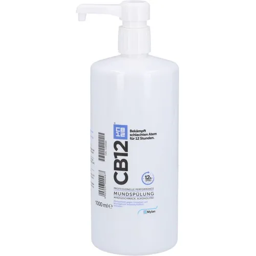 CB12 Mundspülung 1000 ML - Effektive Bekämpfung von Mundgeruch für bis zu 12 Stunden, mit Zinkacetat und Chlorhexidin für optimale Mundhygiene