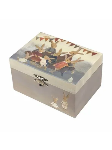 Musical Jewelry Box Birthday - Neutral - Kostüme - Charmante Schmuckbox mit niedlichem Hasenfamilien-Design, ideal zum Aufbewahren von kleinen Schätzen und Geheimnissen.