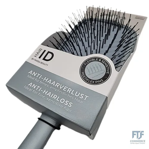 PARSA Beauty ID Paddle Anti-Haarverlust Bürste - Haarbürste für feines, dünner werdendes Haar mit Soft Care Pins, die sanft entwirren und Haarverlust reduzieren. Ergonomischer Griff für komfortable Anwendung.