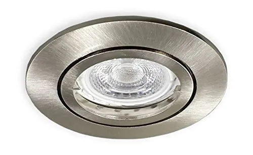 LICHT DISCOUNT LED Einbaustrahler 68mm Alu gebürstet | LED Decken-Spots inkl. GU10 Fasssung 230V | Schwenkbare Einbauleuchte warmweiß 5,5W 2700K | Decken-Einbauspots
