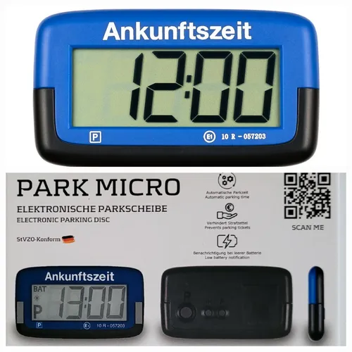 Needit Parkscheibe Park Micro 157, elektronisch, mit Knopfzelle, mit Zulassung, blau