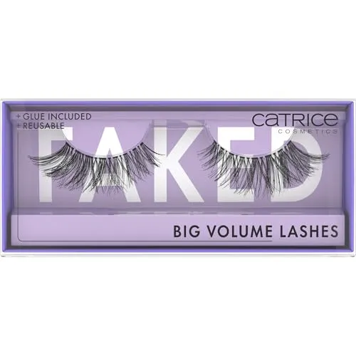 CATRICE Faked Big Volume Wimpern - Ultraleichte Kunstwimpern für jeden Look - Künstliche Wimpern mit integriertem Wimpernkleber, einfach anzubringen und wiederverwendbar. Ideal für individuelle Looks von natürlich bis dramatisch in einer praktischen Aufbewahrungsverpackung.