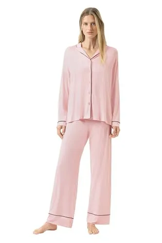 Mey Serie Pure Chic Damen Schlafanzüge Bonbon Pink (XS) - Bequemer 2-teiliger Pyjama mit durchgeknöpftem Shirt und Reverskragen. Ideal für entspannte Nächte in stilvollem Design und legerer Passform.