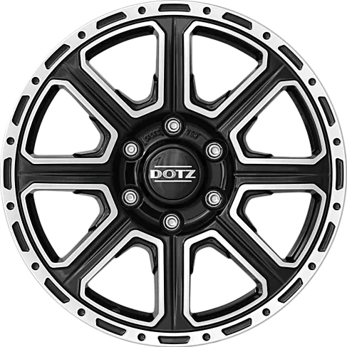 DOTZ KALAHARI BLACK RIM - Alufelgen mit mattschwarzem Finish, robust und ideal für aggressive Fahrzeuglooks, perfekt für Straßenbedingungen.