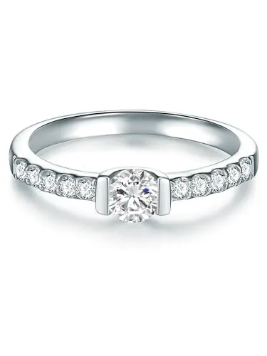 Trilani Damen Solitärring Sterling Silber Zirkonia weiß Brillantschliff - Verlobungsring Silberring Damen mit Stein Antragsring