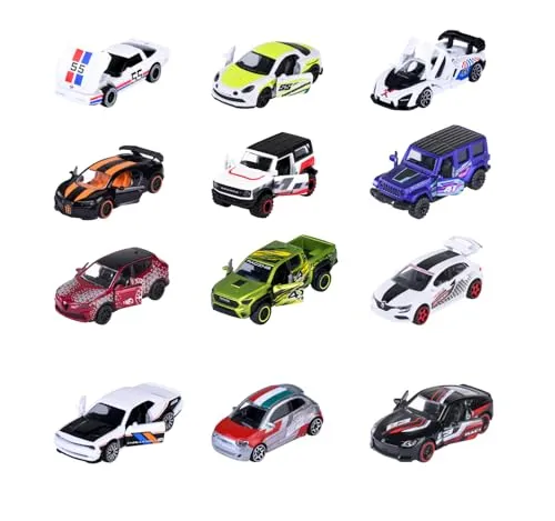 Majorette Auto Racing-Car Premium (1 Modellauto) - Spielzeugauto aus Metall mit Freilauf, Federung und z.T. zu öffnendem Teil, zufällige Auswahl aus 12 Autos für Kinder ab 3 Jahre, 7.5 cm