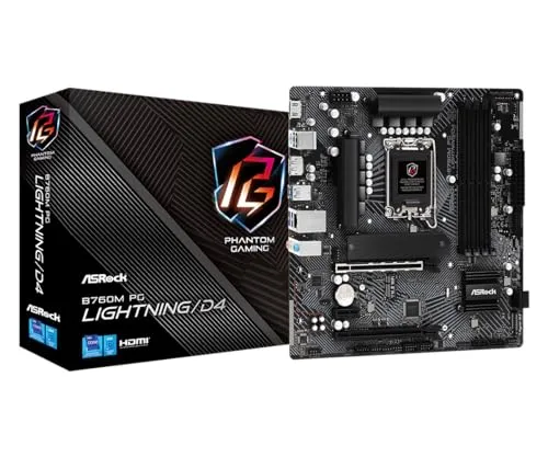 Asrock B760M PG Lightning/D4 Intel B760 LGA 1700 micro ATX Asrock 4710483943119