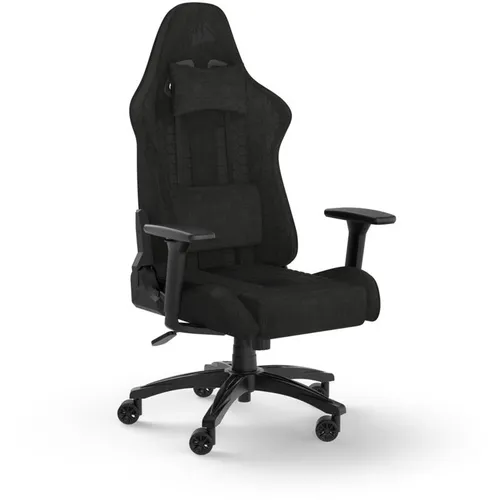 Corsair TC100 Relaxed-Gaming-Stuhl – Rennsport-Design & Ergonomie - Bürostuhl mit rennsportinspiriertem Design, Lendenkissen und abnehmbarem Nackenkissen aus Memory-Schaum für stundenlangen Komfort und gesunde Haltung.