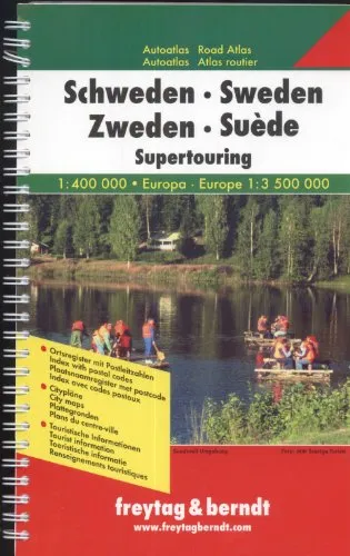 Schweden Supertouring Autoatlas: 1:400000: Autoatlas. Touristische Informationen, Ortsregister mit Postleitzahlen, Citypläne