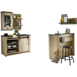 Furn.Design Küchenbuffet Stove 5-teilig - Buffetschränke in modernem Used Wood Design mit Soft-Close-Funktion und vielseitigen Kombinationsmöglichkeiten für eine stilvolle Küche.