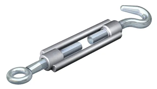 OBO Bettermann 945/M12 Spannschloss M12, verzinkt - Stahlseilsysteme mit Haken und Öse, nach DIN 1480, max. Zugbelastung 7.5 N – ideal für sichere und zuverlässige Verbindungen.