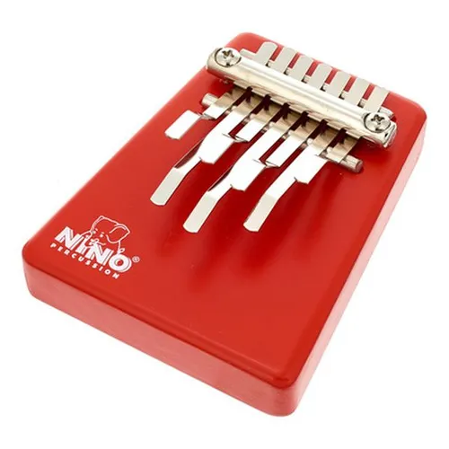Nino Kalimba Medium Red - Percussion-Instrument aus Kiefer, 7 Zungen für melodische Klänge, ideal für Anfänger und Musikliebhaber, in leuchtendem Rot.