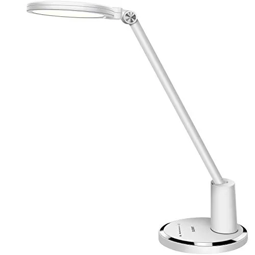 JUKSTG LED Schreibtischlampe 12W mit Touch-Bedienung - Moderne LED-Tischlampe mit 10 Helligkeitsstufen und 5 Farbmodi. Ideal für Büro und Lesen, bietet sie eine benutzerfreundliche Touchsteuerung und Augenfreundlichkeit durch flimmerfreies Licht.