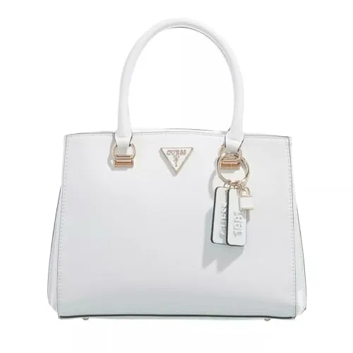 GUESS Women Noelle Girlfriend Satchel Bag, Weiß - Damen-Tornistertaschen mit verstellbarem Schultergurt und elegantem Triangle Logo aus Metall für einen stylischen Look.