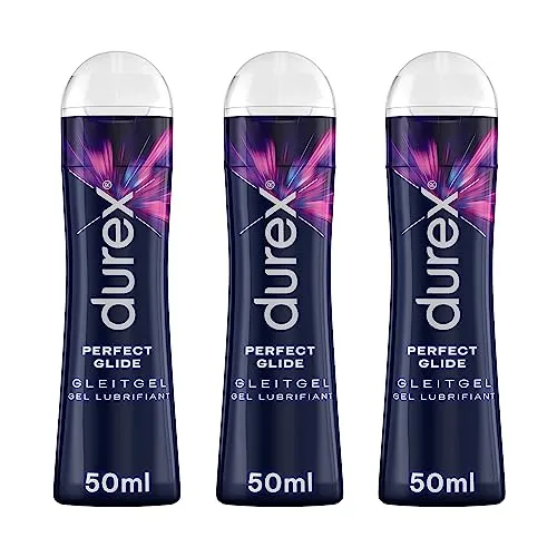 Durex Perfect Glide Gleitgel - Gleitmittel auf Silikonbasis für extra lange Gleitfähigkeit, Sexspielzeug-geeignet - 3 x 50 ml