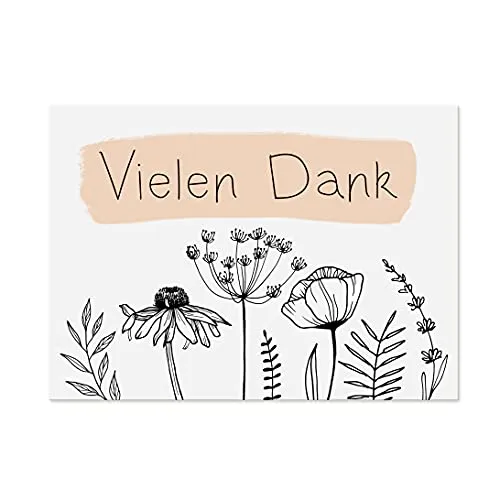 Nastami Postkarte Vielen Dank Danke Grußkarte, Karte Danke, Dankeskarte Hochzeit, Danke Geschenk, Danke Postkarte, Danksagung Hochzeit (Danke FLOWERS)
