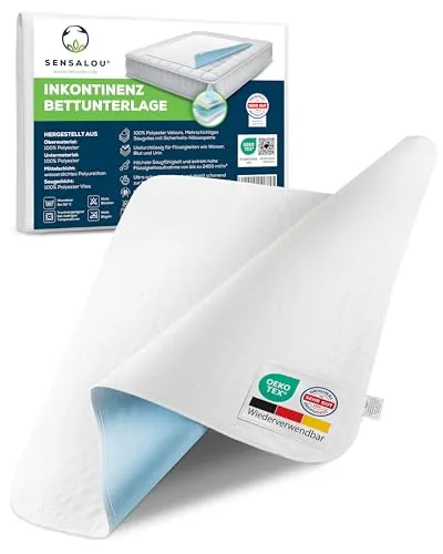 Sensalou Matratzen Auflage 50x90 cm wasserdicht - 2 Stück Inkontinenz Matratzenschutz Unterlage waschbar