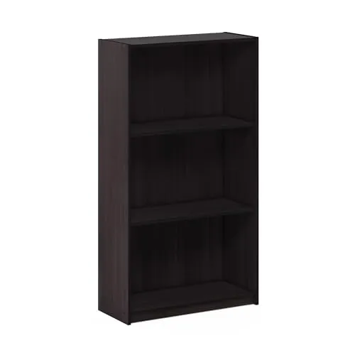 Furinno Basic Bücherregal mit 3 Fächern, Aufbewahrungsregal, holz, Dunkle Walnuss, 23.5 x 55.25 x 100.33 cm