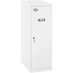 SimonRack Metallschrank Single mini - kompakt und vielseitig - Büroschrank in WEISS, 915x300x500 mm, mit Lüftungsöffnung und Zylinderschloss. Ideal für platzsparende Aufbewahrung unter dem Tisch oder im Ankleidezimmer.
