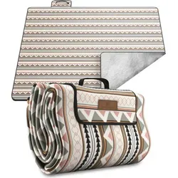 Picknickdecke Veddelholzer - 2 x 2 m wasserdichte Isolierte Stranddecke, ideal für Garten, Camping, Strand und Festivals mit Boho-Optik