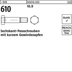 DIN 610 Sechskant-Passschraube M8x50 - 25 Stück aus Stahl 10.9 - Passschraube aus hochwertigem Stahl 10.9 mit kurzem Gewindezapfen, ideal für robuste Verbindungen in Bau und Handwerk.