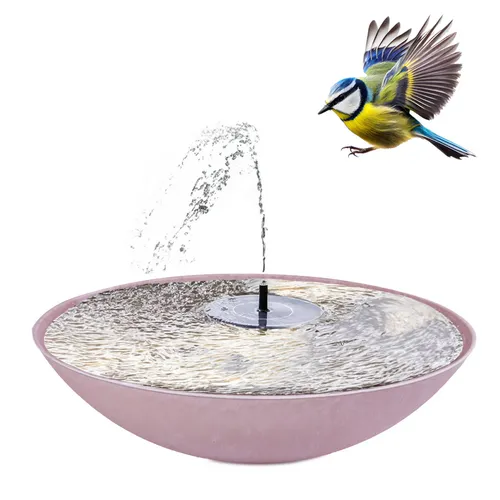 matches21 HOME & HOBBY Wasserspiel Outdoor Solar Brunnen Set 45cm, (2 tlg), Große Schale in rosa als Garten-Brunnen, rosa