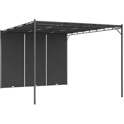 vidaXL Gartenpavillon mit Seitenvorhang 4x3x2,25 m - Anthrazit - Pavillons & Partyzelte: Robuster Gartenpavillon mit pulverbeschichtetem Stahlrahmen und Seitenvorhang für perfekten Sonnenschutz, ideal für entspannte Outdoor-Aktivitäten.