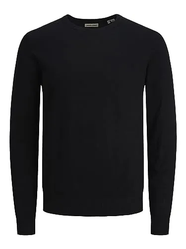 Jack & Jones JJEEMIL Knit Crew Neck NOOS Herrenpullover, Schwarz, XXL - Hochwertiger Strickpullover für den Alltag, aus leichtem Material und lockerem Fit für optimalen Tragekomfort.