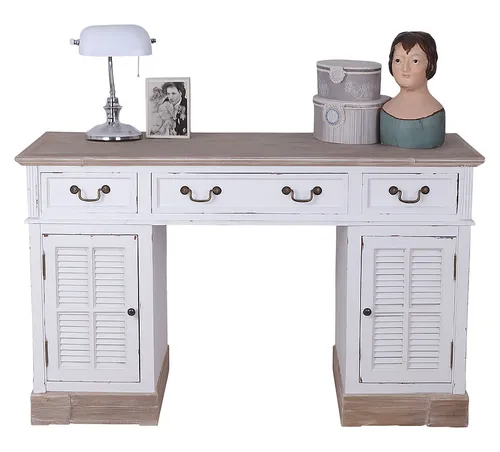Vintage Schreibtisch Bürotisch Landhausstil Sekretär Holz Schubladen und Türen