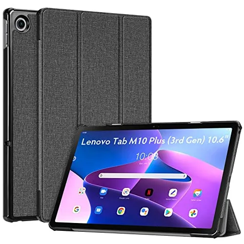 Fintie Hülle für 10.6 Zoll Lenovo Tab M10 Plus 3rd Gen Tablet 2022 (Nicht für 10.1 Zoll Lenovo Tab M10), Ultradünne Schutzhülle mit Auto Schlaf/Wach, Denim Grau