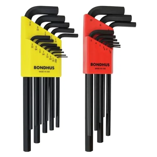 Bondhus 22199 Doppelpack Sechskant-L-Schlüssel, lange Ausführung - Praktisches Set mit langlebigen Sechskant-L-Schlüsseln in verschiedenen Größen, ideal für präzise Arbeiten und vielseitigen Einsatz.