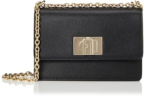 Furla 1927 Mini Schultertasche schwarz - Umhängetaschen aus genarbtem Rindsleder, stilvoll und perfekt für den täglichen Gebrauch.