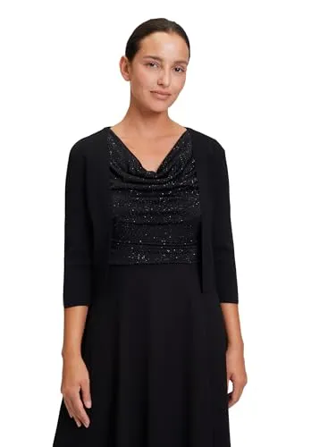 Vera Mont Damen Strickbolero Langarm Schwarz, XXL - Strickjacken für Damen, figurumspielender Schnitt mit modischen Ärmelschlitzen für einen eleganten Look.