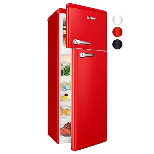Bomann Retro Kühlschrank mit Gefrierfach - Vintage Kühlgefrierkombi - Kühlschränke mit 208 L Inhalt, 4-Sterne Gefrierleistung und stilvollem Retro-Design für nostalgische Küchen. Klein und leise, ideal für jede Wohnung.