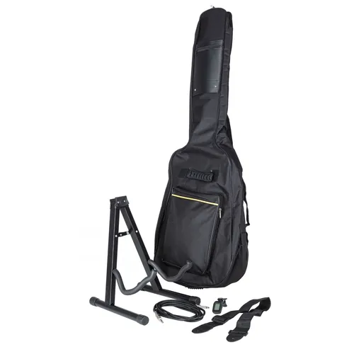 MUSIC STORE Electric Guitar Accessories Pack 1 - Umfangreiches Zubehör-Set für E-Gitarristen, inklusive Gigbag, Gitarrenständer, Instrumentenkabel, Gitarrengurt und Clip-On Tuner für einen perfekten Start ins Gitarrenspiel.