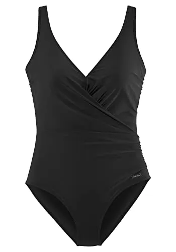 Badeanzug LASCANA Damen Gr. 48 - Wickeloptik - Bademode mit formendem Shaping-Einsatz für eine perfekte Silhouette. Bestseller in elegantem Schwarz, ideal für den Strand oder Pool.