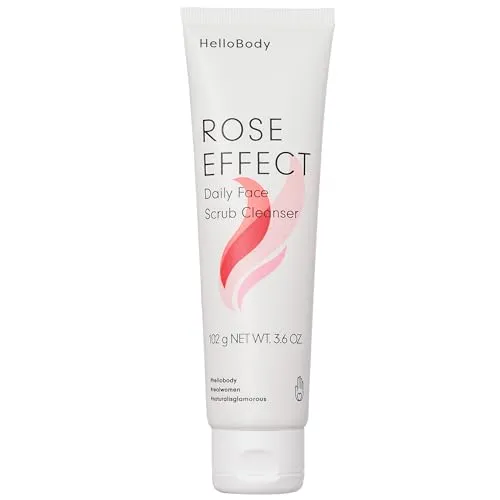 HelloBody ROSE EFFECT Daily Face Scrub Cleanser 100 ml - Effektives Gesichtspeeling für Mischhaut bis fettige Haut. Mit rosa Tonerde und sanften Peelingpartikeln für einen gereinigten, mattierten Teint. Ideal für die tägliche Anwendung!