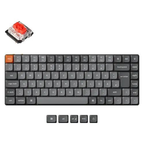 K3 Max Gaming-Tastatur mit RGB-Beleuchtung - Funk-Tastatur im DE-Layout mit Gateron Low Profile 2.0 Mechanical Red Schaltern. Ideal für Gamer, bietet Hot-Swap-Funktion und Aluminiumrahmen für Langlebigkeit.