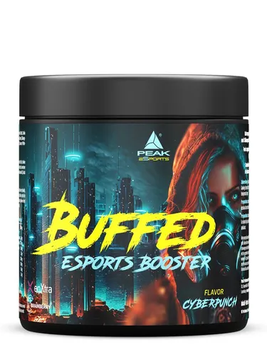 Buffed eSports Booster - 400g: Cyberpunch - Sportnahrung für Gamer, zuckerfrei, fettfrei und nur 28 kcal pro Portion. Optimiert deine Ingame-Performance mit innovativen Rohstoffen und grandiosem Geschmack!
