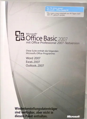 MS OFFICE BASIC 2007 | Vollversion Lizenz dauerhaft | Outlook + Excel + Word | D