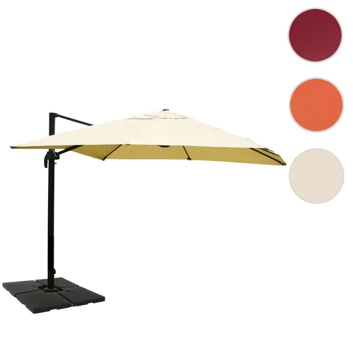 Mendler Gastronomie-Ampelschirm HWC-A96, 3x4m - Sonnenschirm mit robustem Aluminiumgestell, windstabil und mit 5-facher Höhen- und Neigungswinkelverstellung. Ideal für Garten und Terrasse, witterungsfest und regenbeständig.