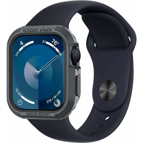 Spigen Rugged Armor Hülle - Kompatibel mit Apple Watch Serie 9 8 7(45mm) 6 5 SE(44mm), optimaler Kratzer- und Stoßschutz in Dunkel Grau