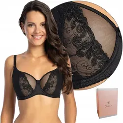 GAIA Damen Balconette-BH Ada – Soft Cup mit vertikalem Schnitt – Stützender Bügel-BH – Ideal für große Größen – Viele Größen verfü... - Schwarz - G