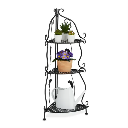 Eckregal Pflanzenregal Klappregal Vintage mit 3 Ablagen - Regale & Aufbewahrung: Faltbares Blumenetagere aus robustem Stahl, perfekt für Pflanzen und Deko, mit einer maximalen Gewichtskapazität von 15 kg.