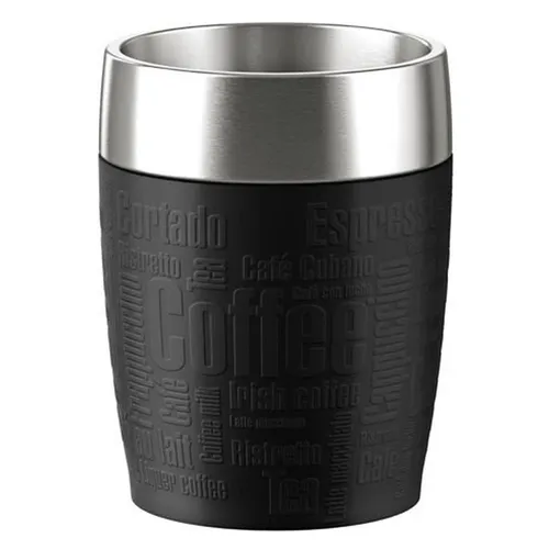 Emsa TRAVEL CUP Thermobecher 0,20 L, schwarz - Thermobehälter mit doppelwandiger Isolierung, hält Getränke bis zu 4 Stunden heiß oder kalt – perfekt für unterwegs!